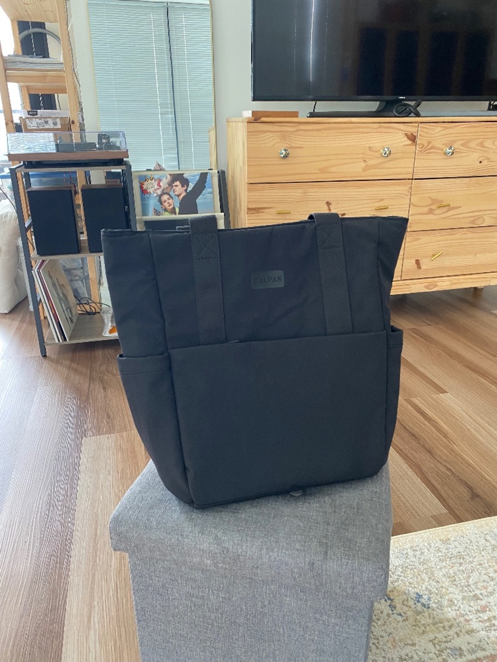 Calpak Connect Zip Laptop Tote, Black